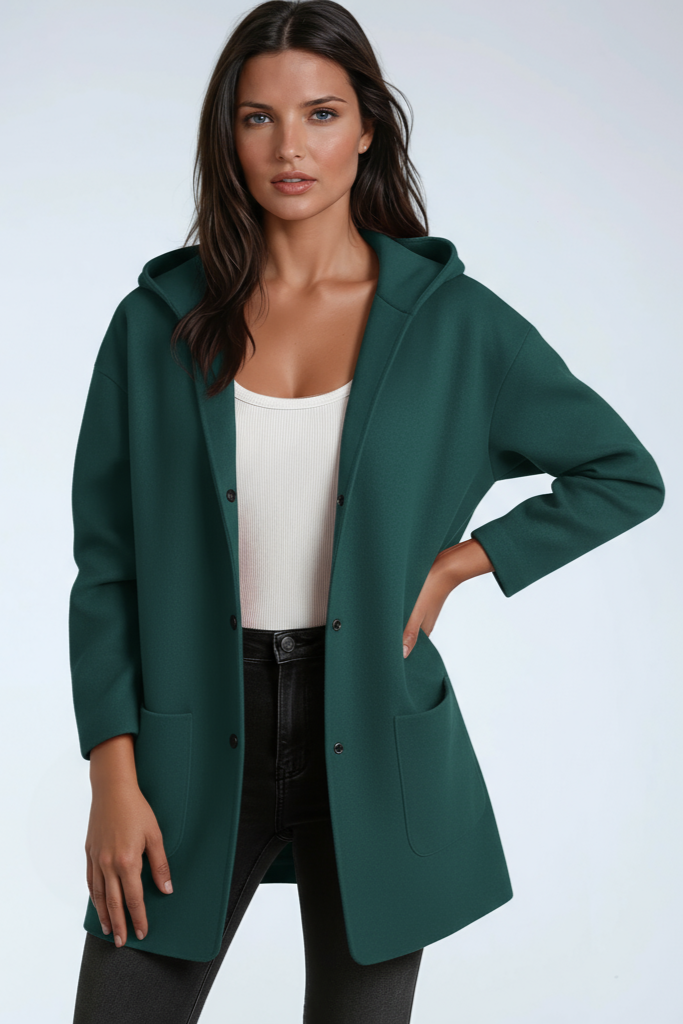 Wool blend hooded mid-length coat - view 8