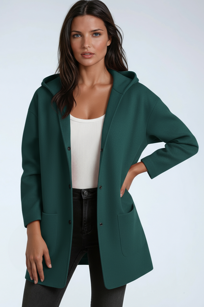 Wool blend hooded mid-length coat - view 8