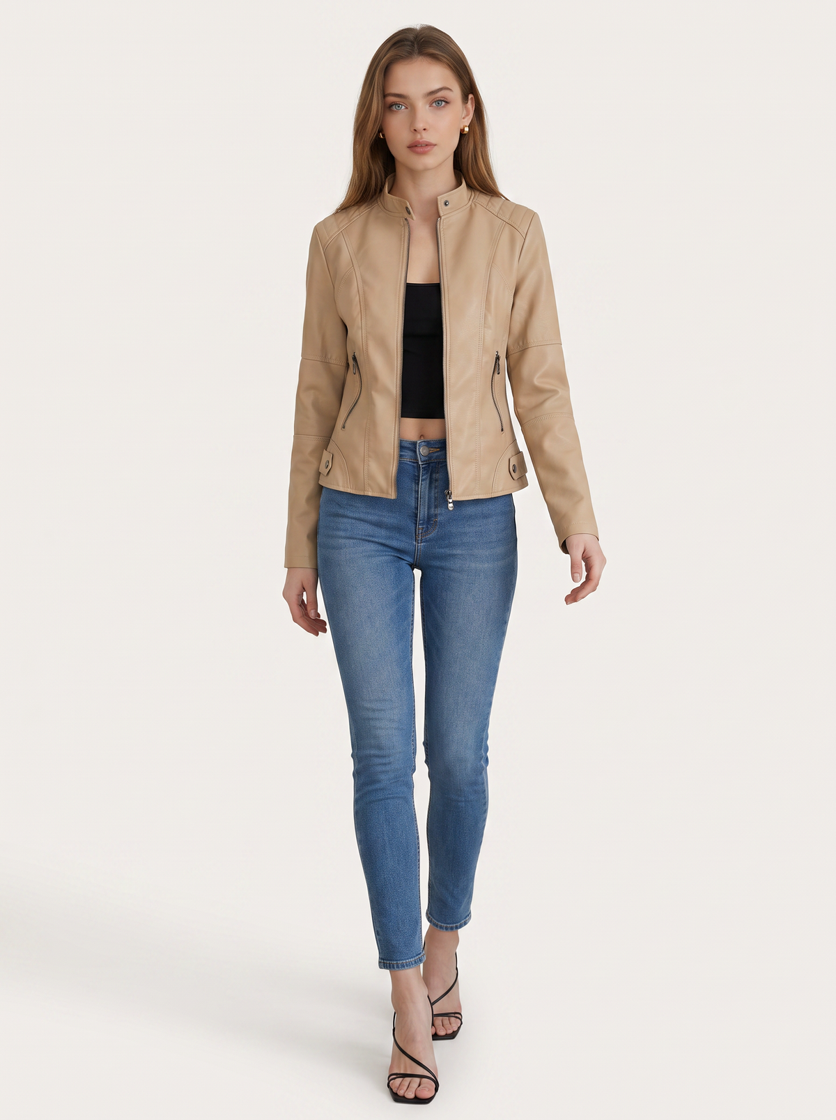 Faux Leather Oversized Shacket with Buttons - view 5