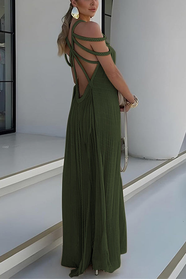 Braided Back Linen Blend Maxi Dress - view 11