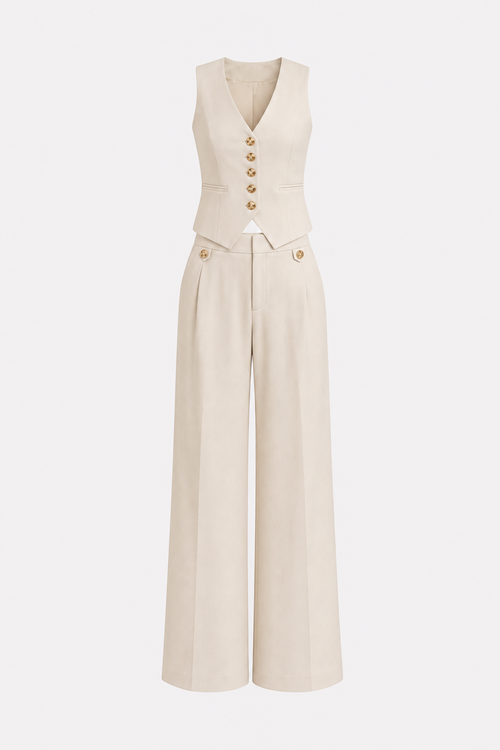 Cropped Vest and Wide-Leg Trouser Set