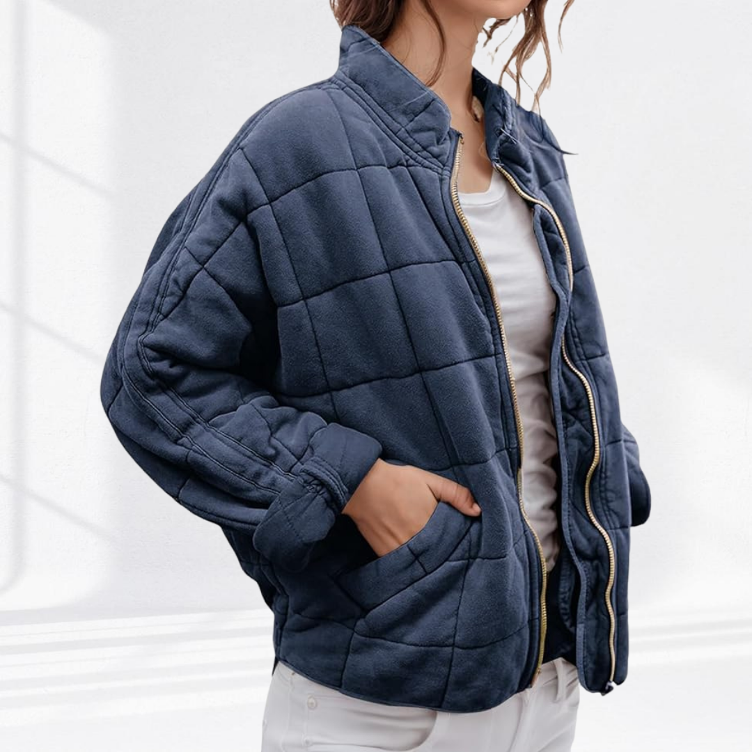 Quilted puffer jacket with high funnel neck - view 10