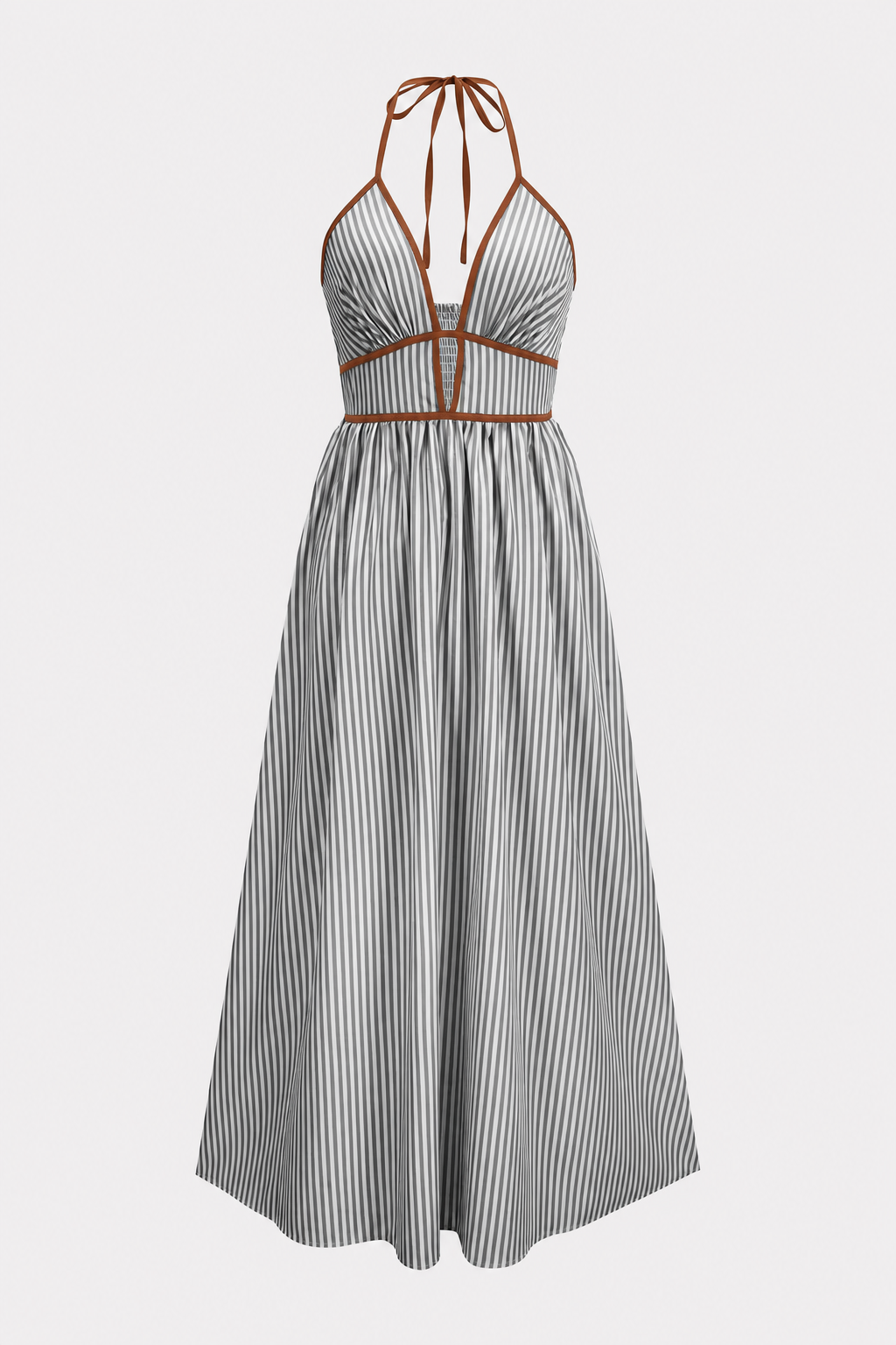Striped halter neck sleeveless maxi dress - view 5