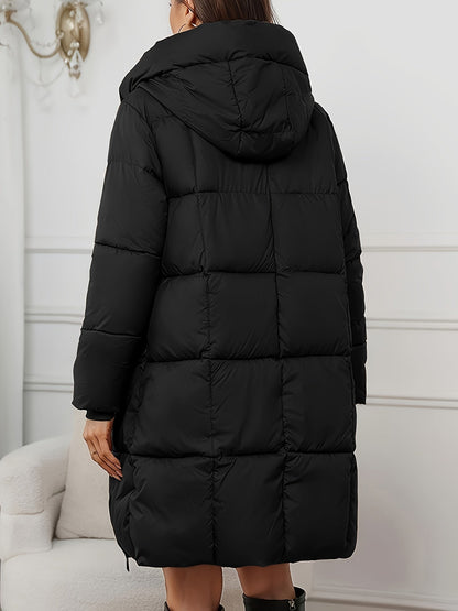 Hooded Longline Puffer Coat, Full Zip - view 10