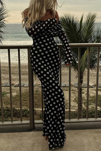 Polka Dot Off-Shoulder Maxi Dress - view 4