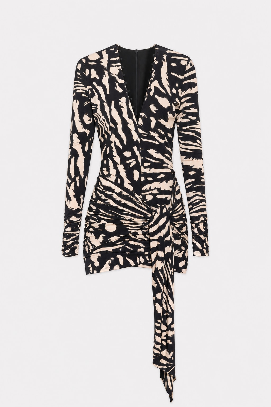 Poly-Spandex Zebra Print Long Sleeve Mini Dress - 1