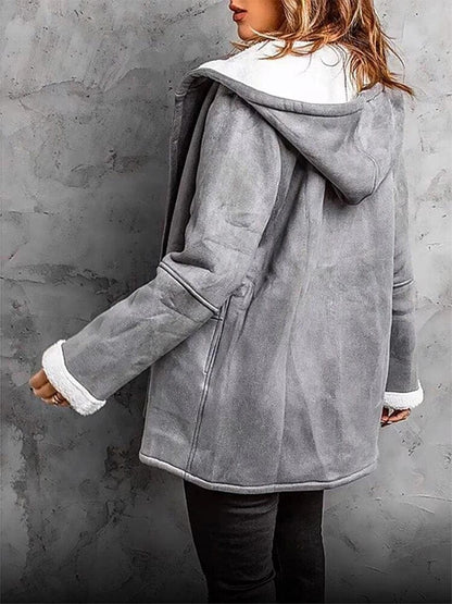 Fleece-Lined Zip Winter Coat with Hood - view 8