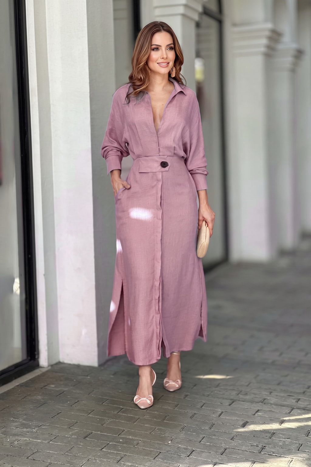 Tied-Waist Shirt Maxi Dress - 14