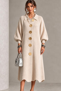 Ribbed Knit Lantern Sleeve Maxi Dress - 2