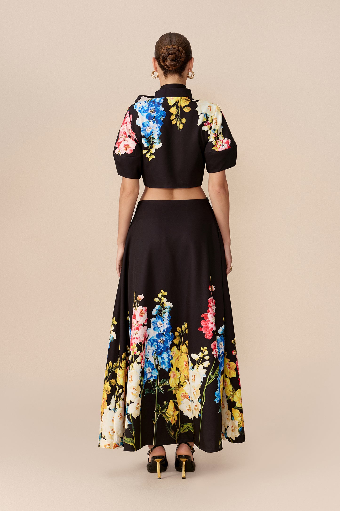 Floral Tie-Neck Crop Top and Maxi Skirt Set - view 4