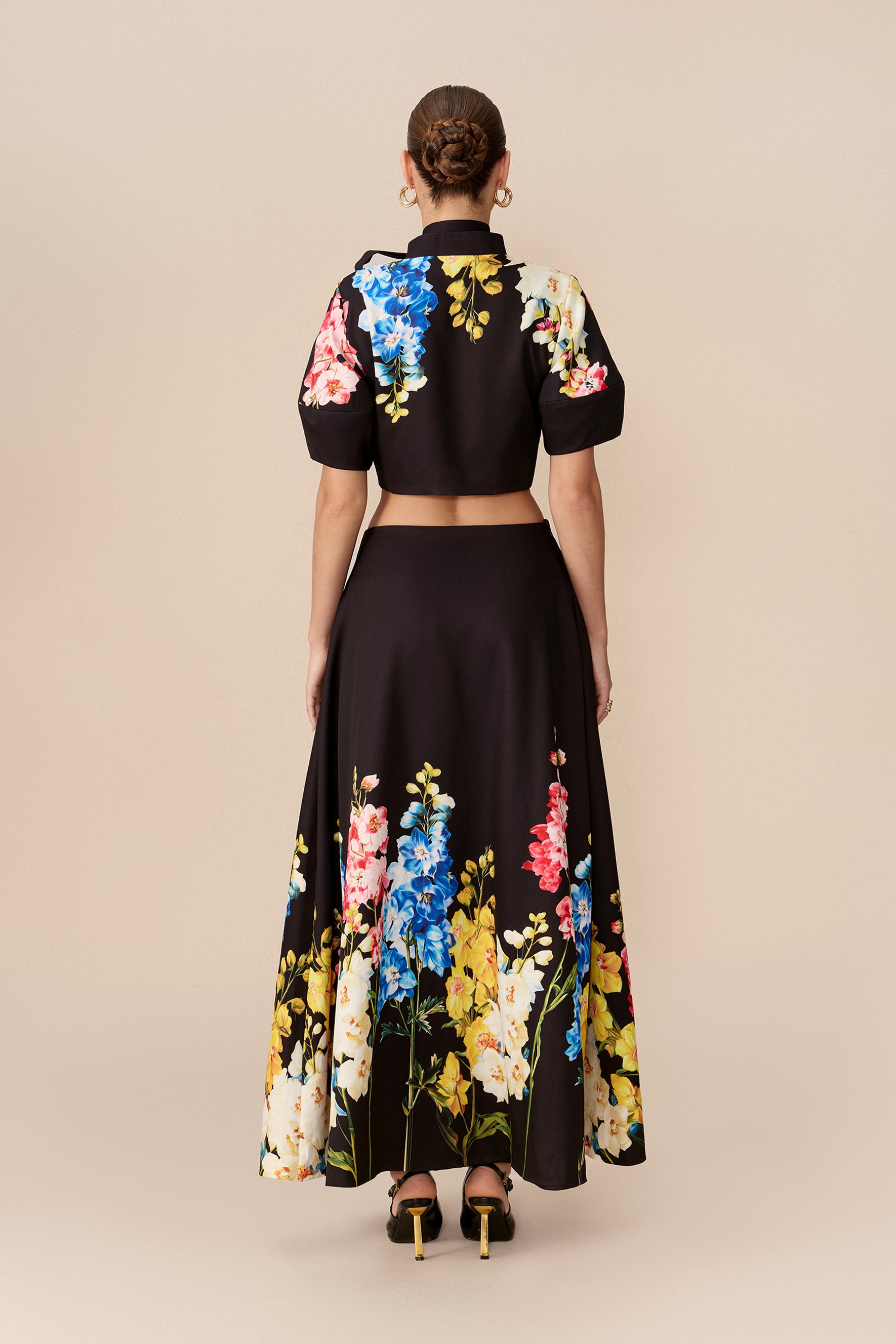 Floral Tie-Neck Crop Top and Maxi Skirt Set - view 4
