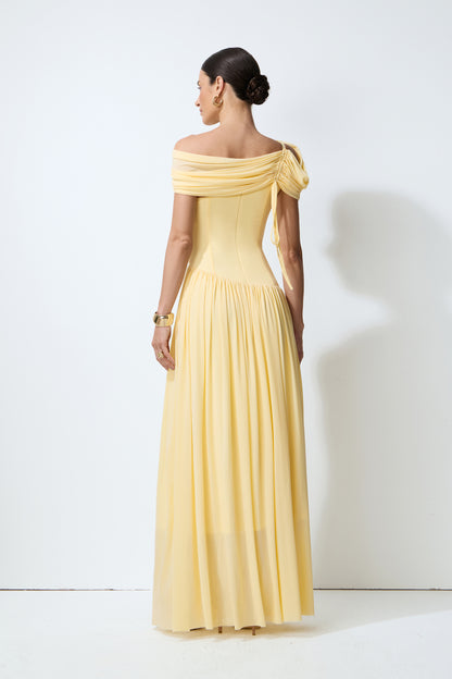 Yellow one-shoulder cutout maxi dress - view 4