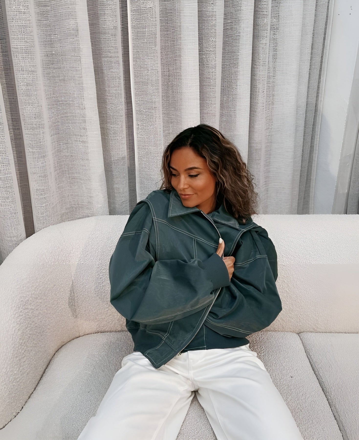 Oversized Structured Bomber Jacket - view 5