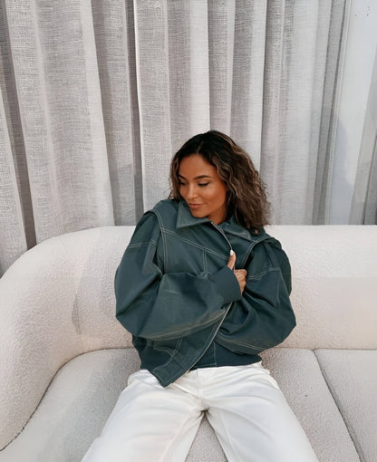 Oversized Structured Bomber Jacket - view 5