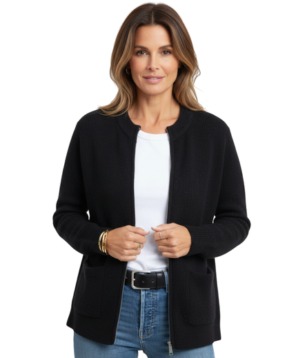 Soft zip-up relaxed fit cardigan - view 3