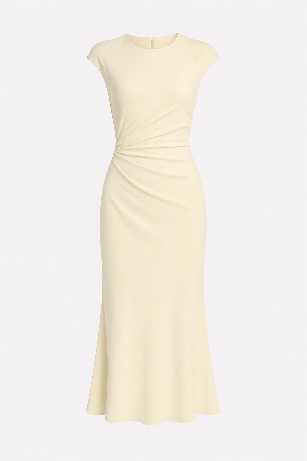 Satin ruched midi dress with cap sleeves - view 9