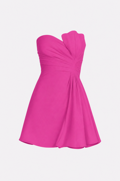 Ivory Satin Strapless Ruched Mini Dress - view 13