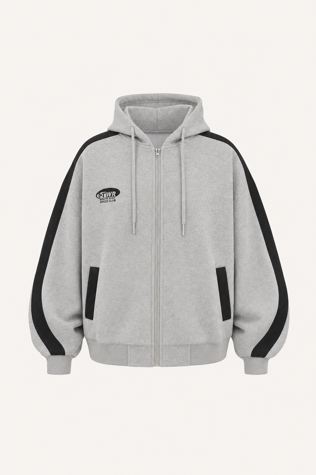 Oversized soft-touch hooded jacket with pockets