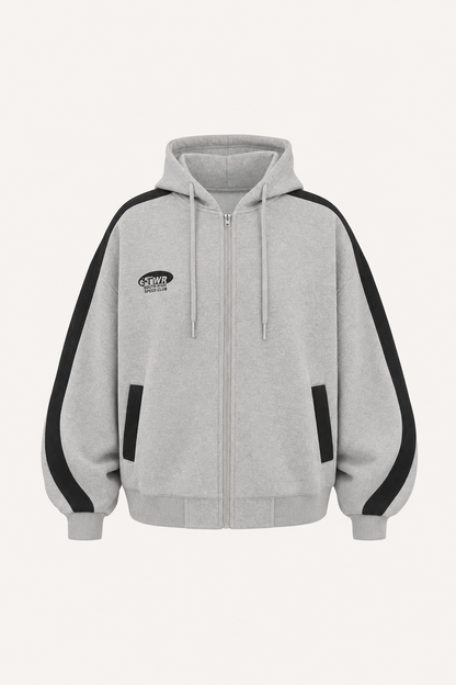 Oversized soft-touch hooded jacket with pockets