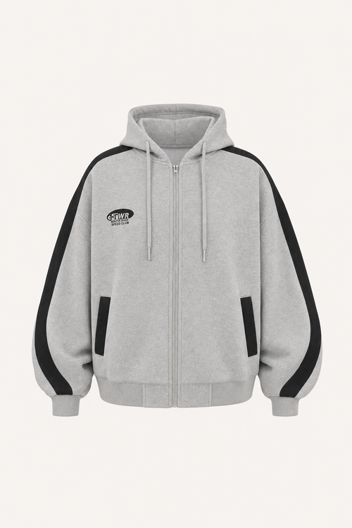 Oversized soft-touch hooded jacket with pockets