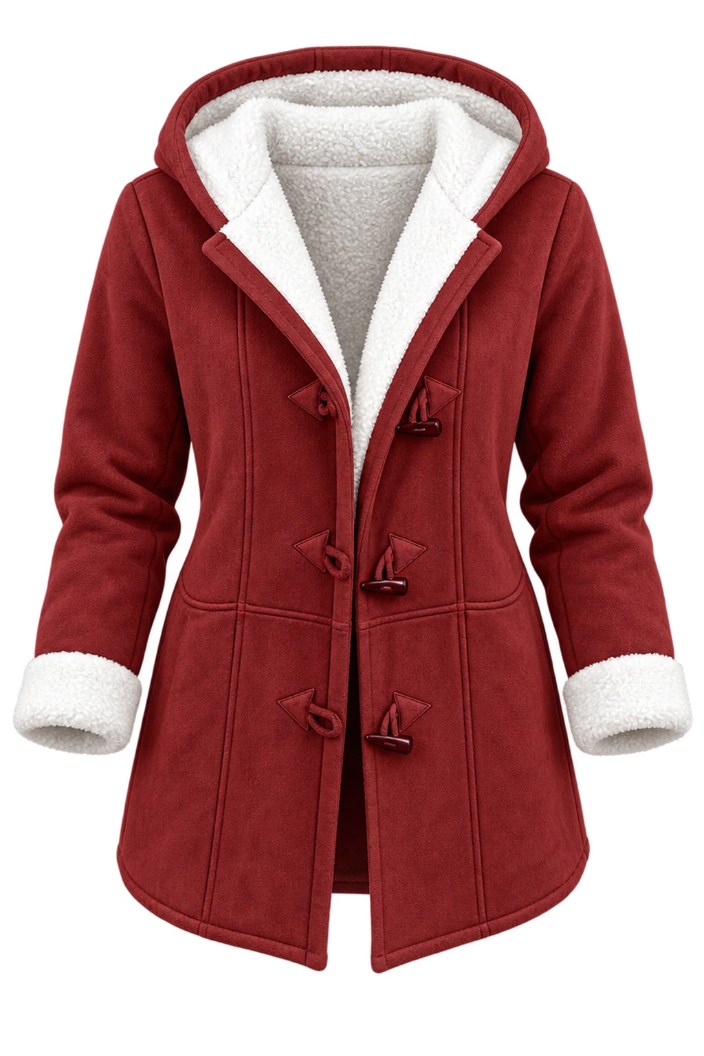 Fleece Winter Coat Hooded Toggle Closure - 1