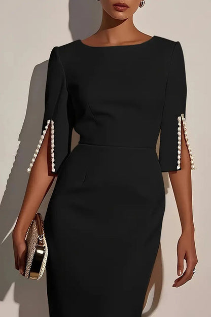 Beaded Round Neck Midi Dress - view 7
