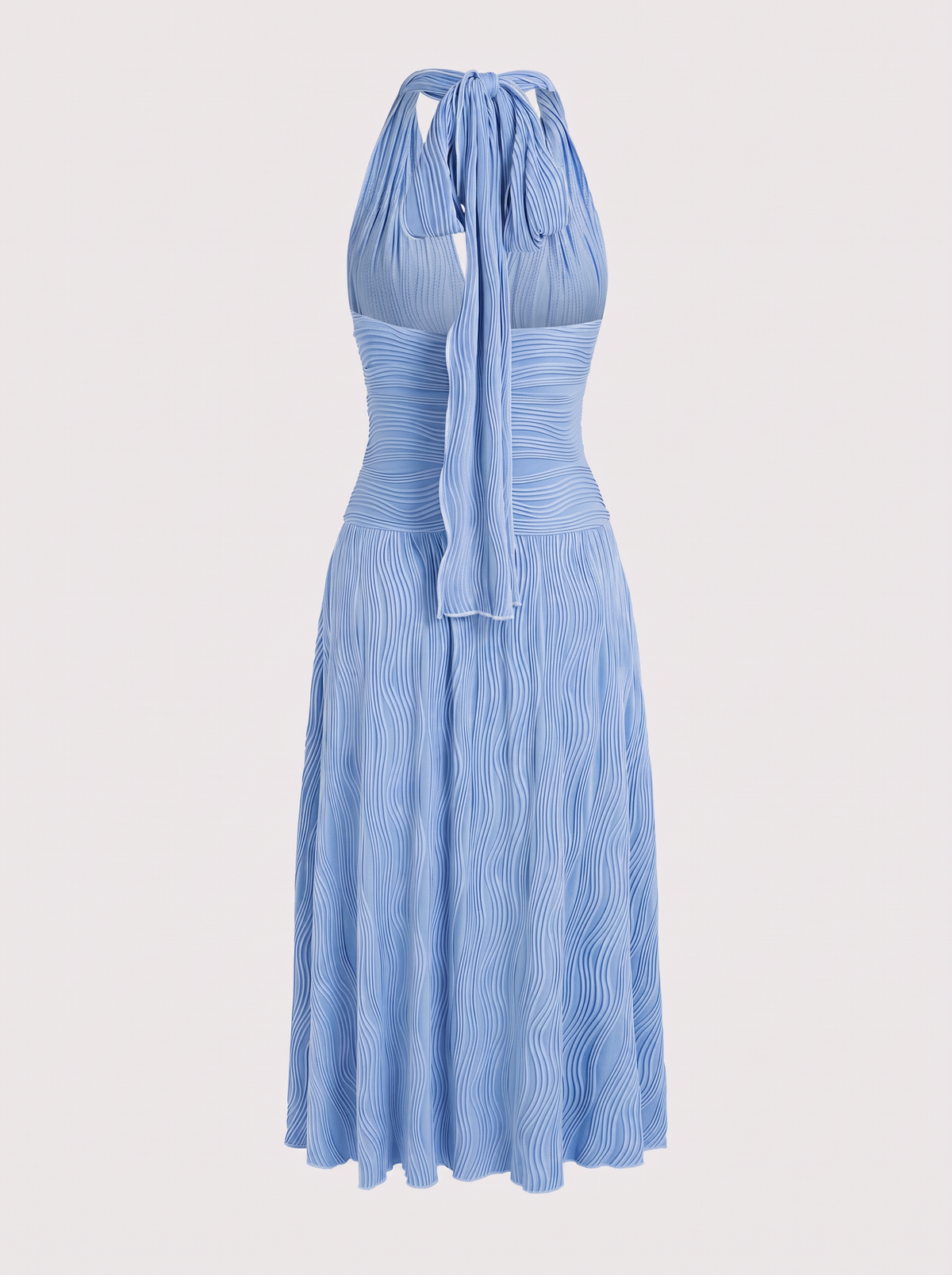 Halter Maxi Dress With Tie Neck in Baby Blue - view 5