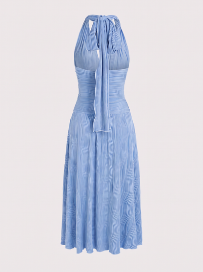 Halter Maxi Dress With Tie Neck in Baby Blue - view 5