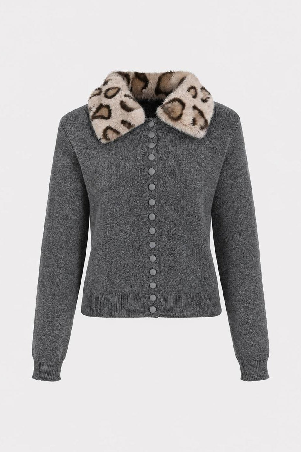 Worsted Cardigan With Collared Button Front - 1