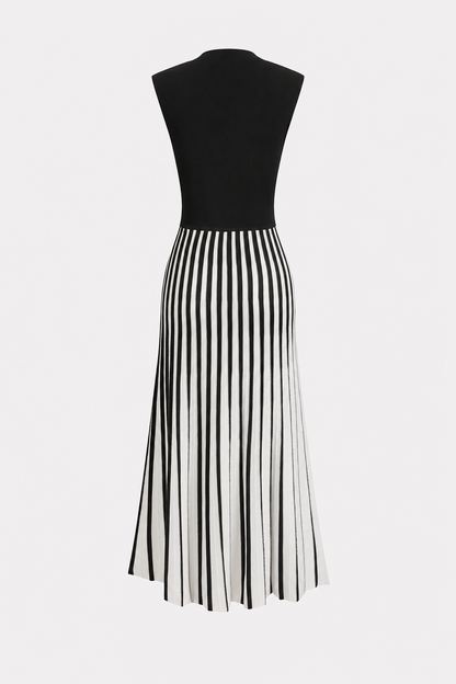 Mock Neck Color Block Knit Midi Dress - view 6