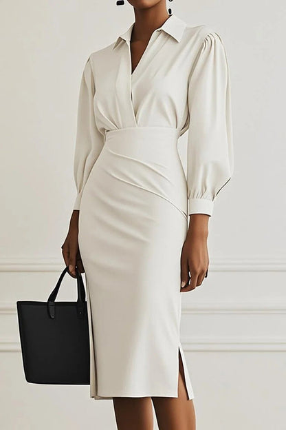 Lapel Neckline Midi Dress - view 2