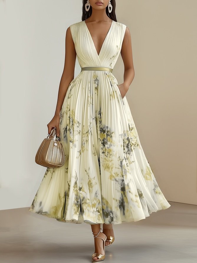Flowing Wrap V-Neck Midi Dress in Six Colors - view 9