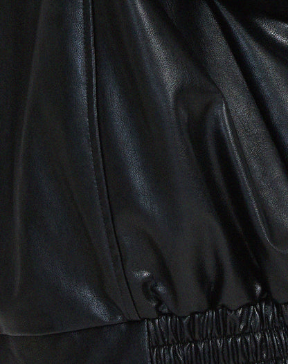 Oversized Collared Faux Leather Jacket - view 9