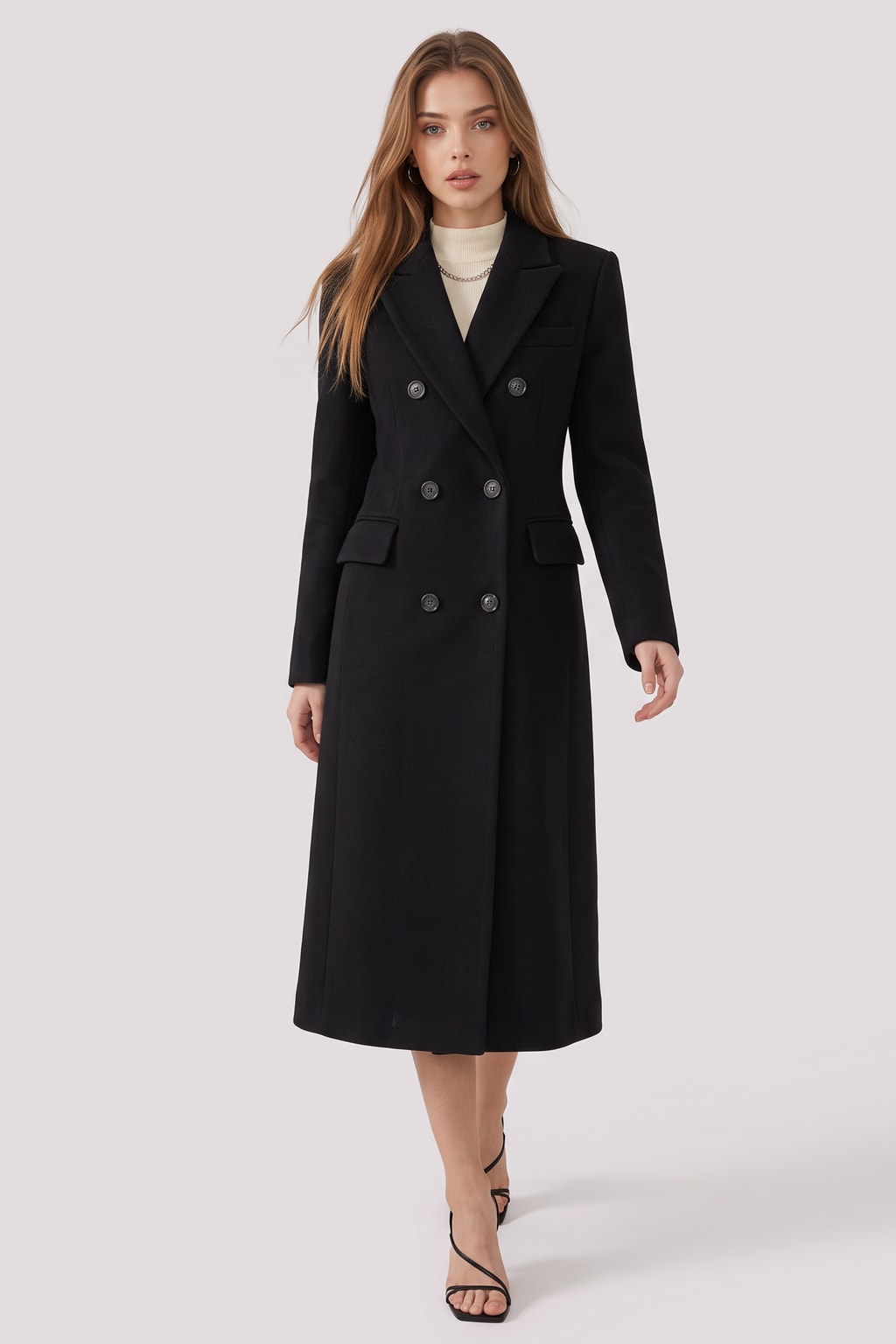 Wool Coat Double-Breasted Tailored Winter Style - 6