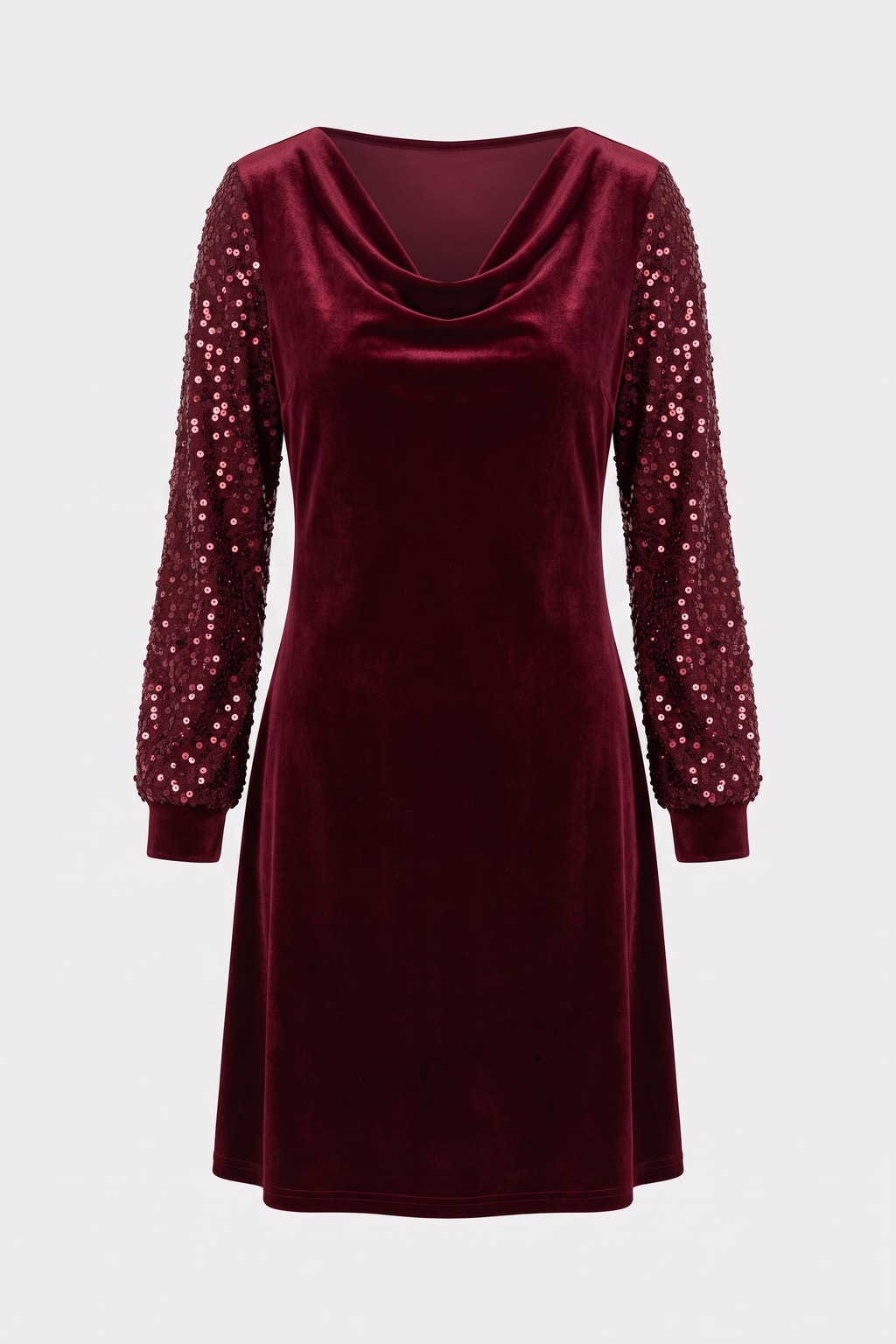 Velvet Mini Dress With Cowl Neck - 1