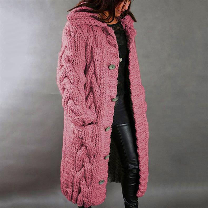 Cable Knit Longline Hooded Coat - view 3