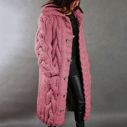 Cable Knit Longline Hooded Coat - view 3