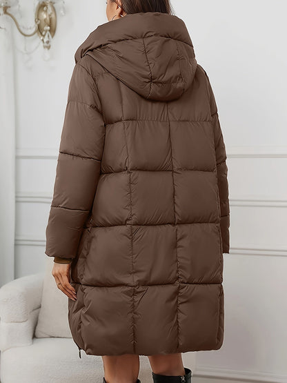 Hooded Longline Puffer Coat, Full Zip - view 5