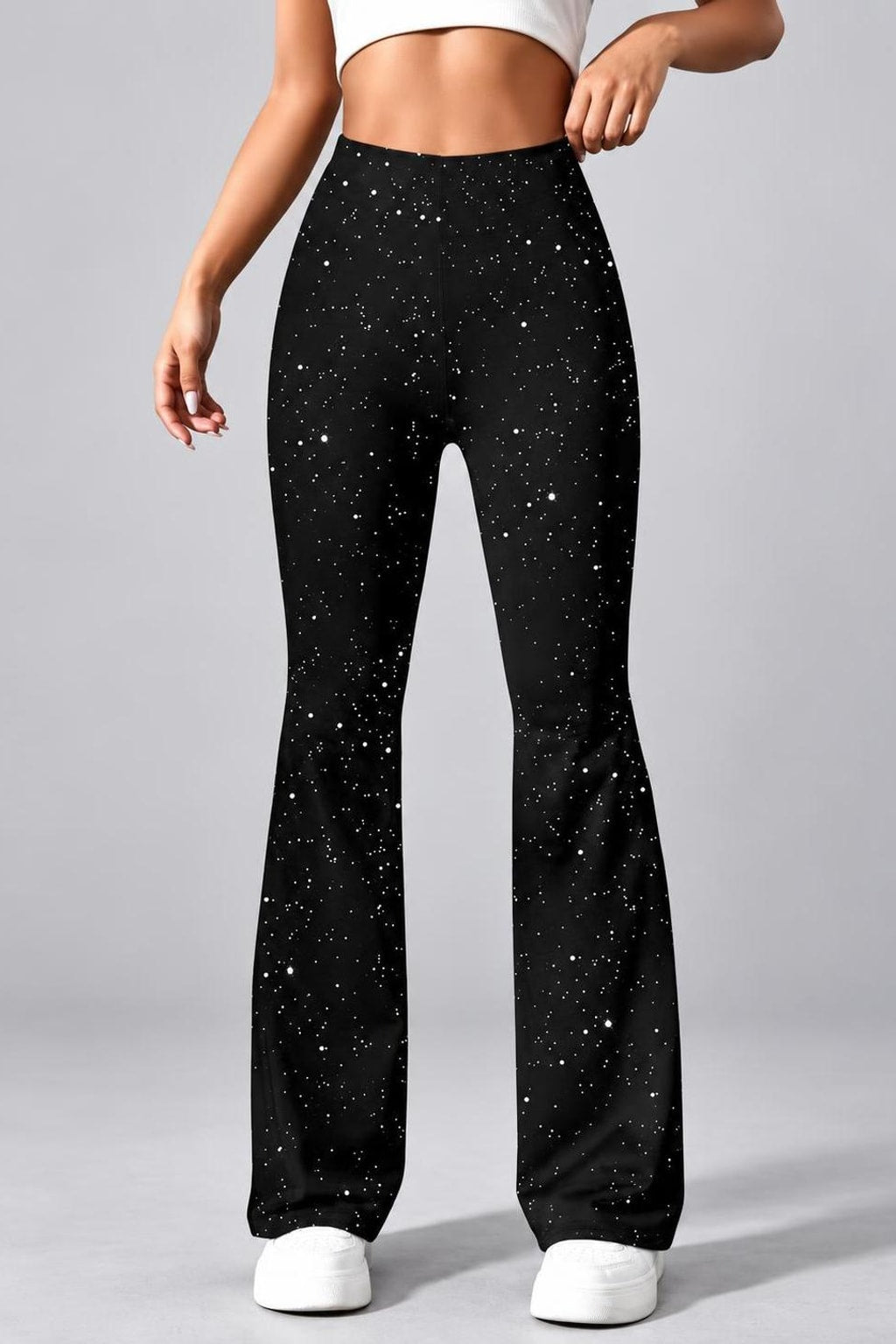 Glitter Flared Pants With High-Waist Fit - 3
