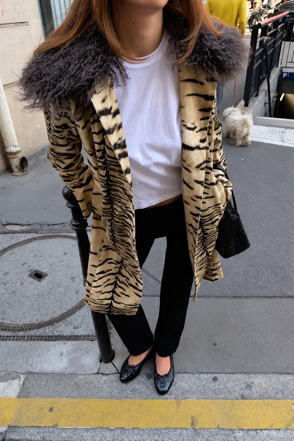 Fur Collar Long Coat Leopard Print Jacket - 4