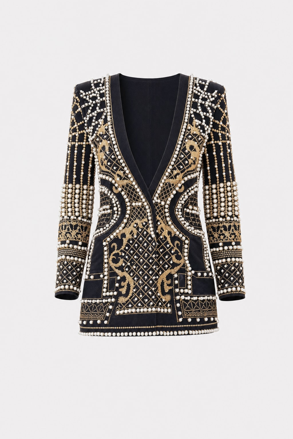 Cotton Blend Long Sleeve Blazer Mini Dress - 1