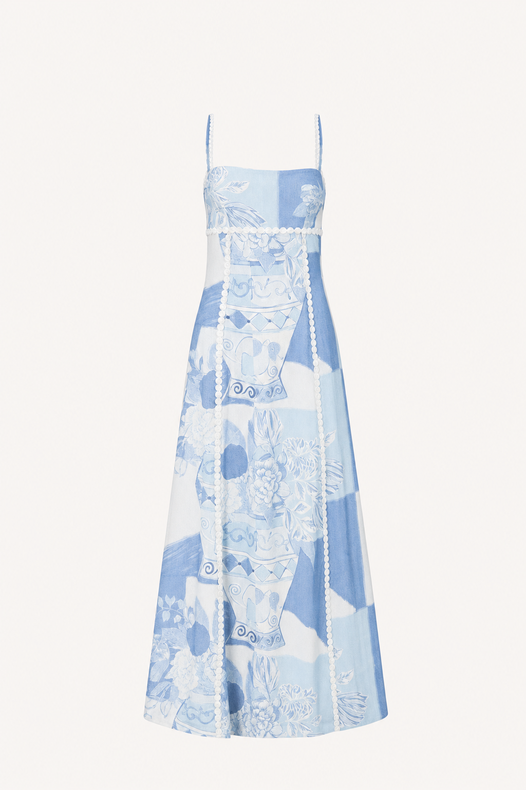 Tie-Back Linen Maxi Dress in Blue