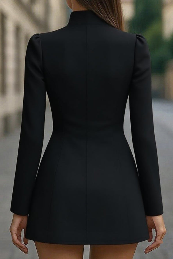 Stand Collar Long Sleeve Mini Dress - view 7
