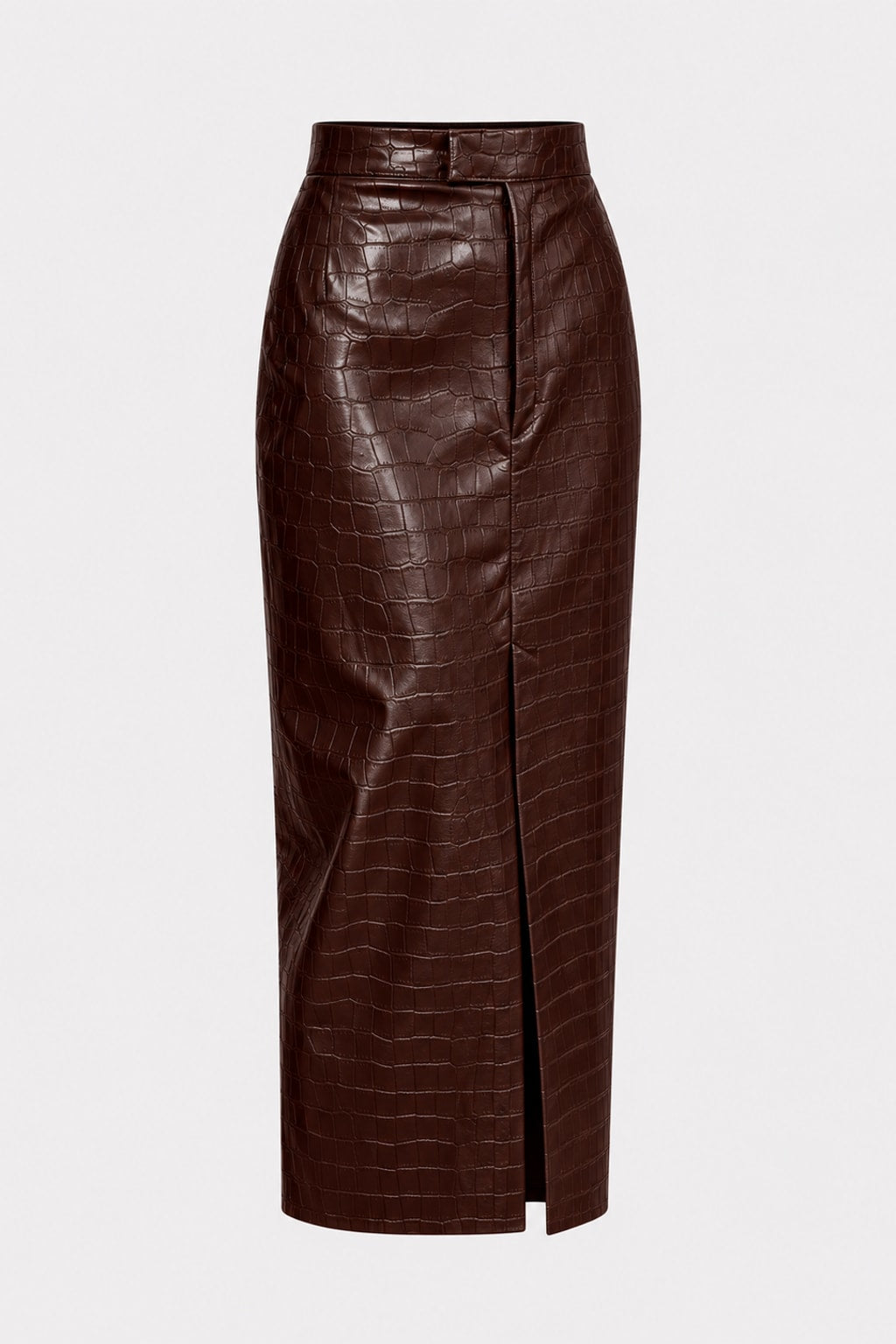 PU Leather Long Skirt Crocodile Texture Retro Split - 1