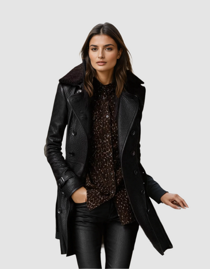 Tailored trench coat in textured fabric - view 2
