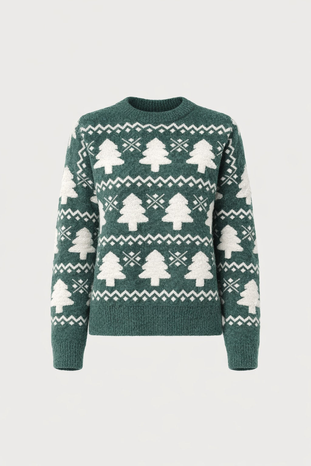Knit Holiday Sweater with Textured Festive Motifs - 1