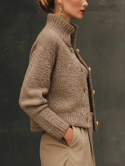 Stand Collar Knit Sweater Jacket - view 4