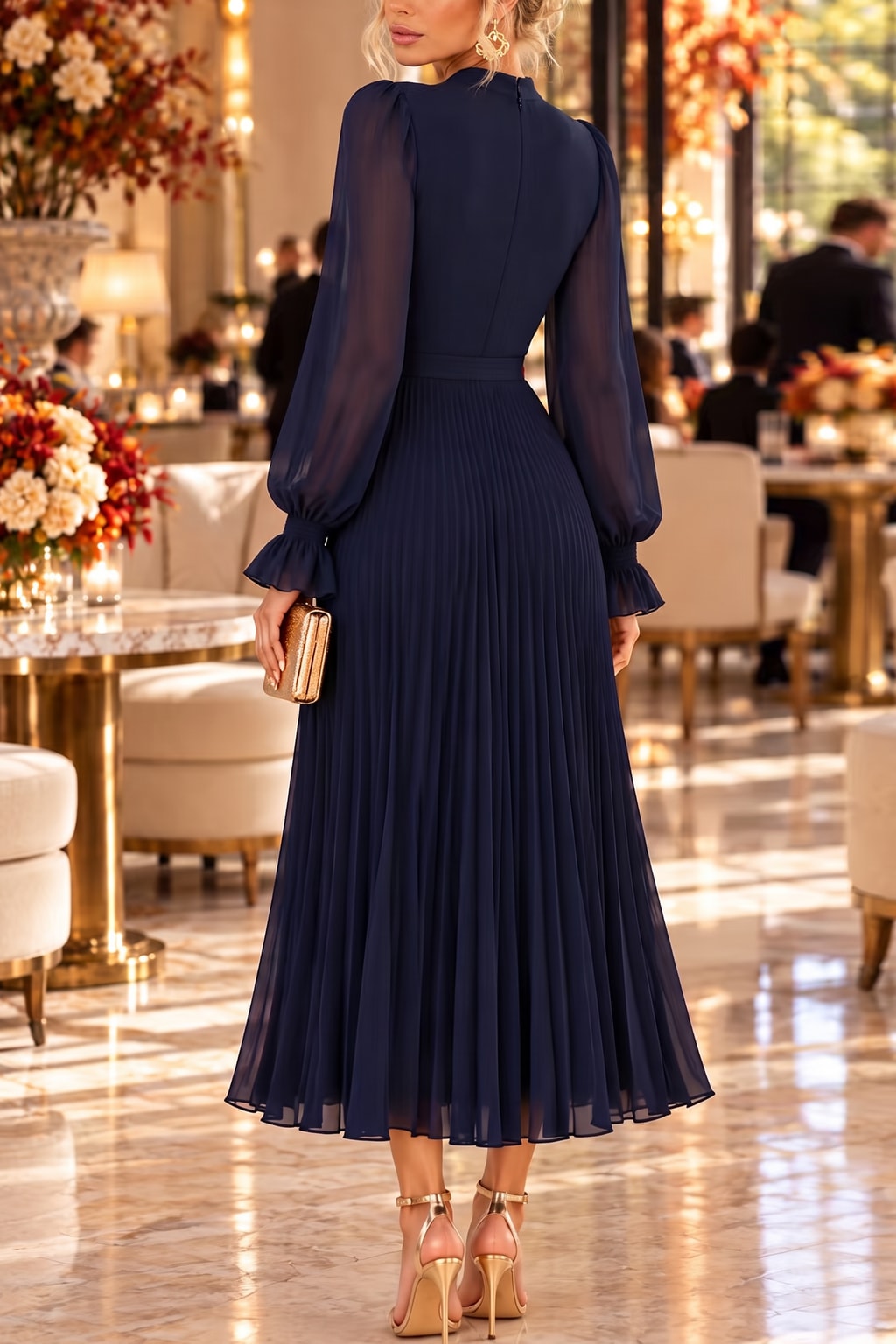 Cotton Blend Mock Neck Midi Dress - 3