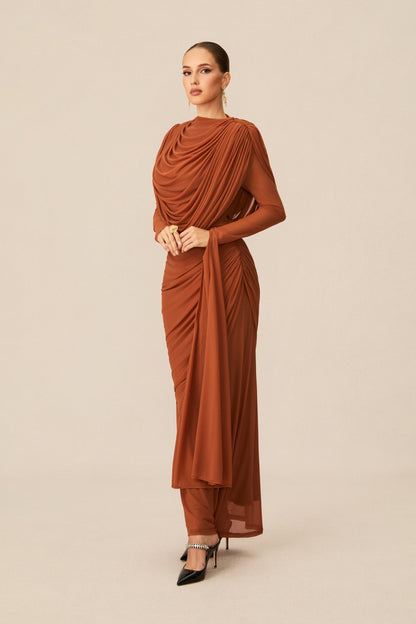 Mesh Cowl Neck Maxi Dress - view 5
