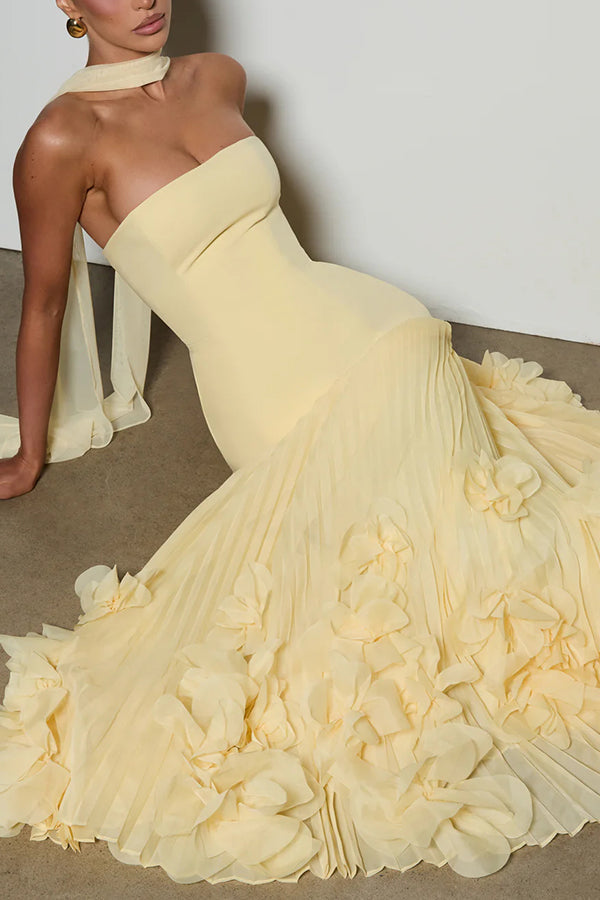 Strapless maxi gown with lace-up corset back - view 5